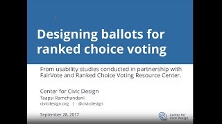 Usability Webinar 1: Designing Ballots for RCV