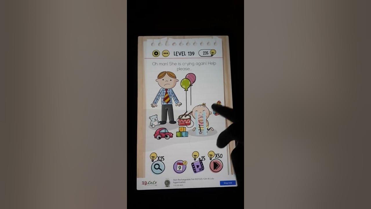 oh man she's crying again level 139 brain test YouTube