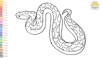 Giant python drawing easy | How to draw A Python step by step simply | Draw A Snake