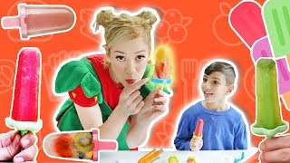 فوزي موزي وتوتي|  مع توتي | بوظة توت وموز | Strawberry and banana ice pop