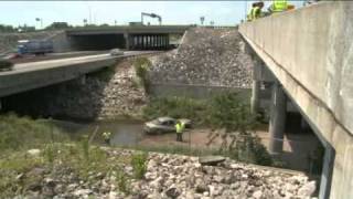 Car Flies 130 Feet Off Bridge - Driver Has No Injuries