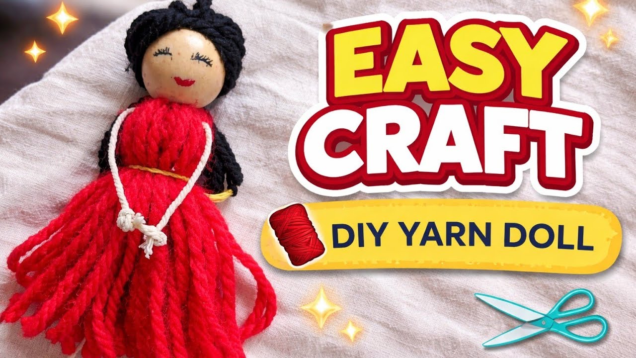 Diy cute yarn doll tutorial/easy handmade craft 