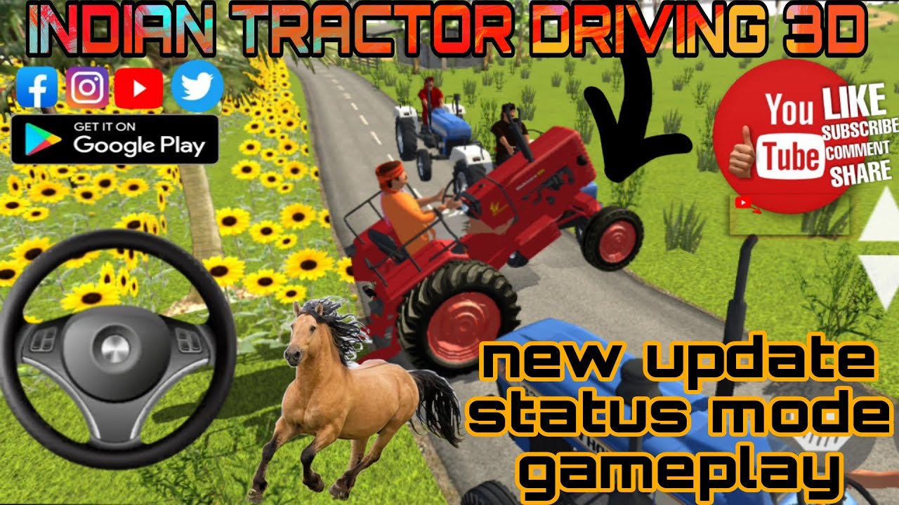 Indian tractor driving 3dnew update status mode gameplay in tractor 🚜🚜