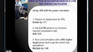 E85 fuel conversion using the power calculator