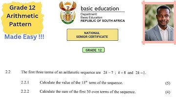 Grade 12 Mathematics Arithmetic Sequence and Series | Grade 12 Number Patterns and series