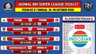 Jadwal Liga 1 Hari ini Pekan ke 5~PERSIB VS PERSIK~Klasemen Bri Super League 2026/27 Terbaru~Live