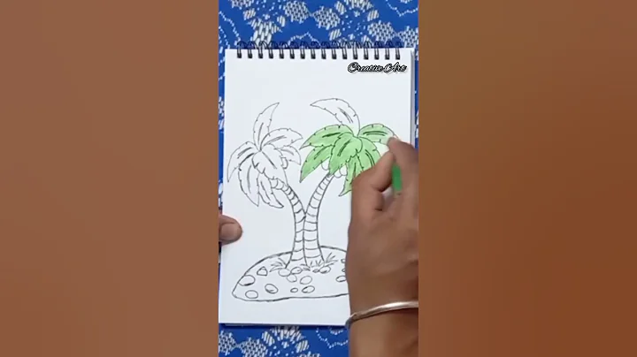 | HOW TO DRAW A COCONUT TREE 🌴 EASY | COCONUT TREE 🌴 DRAWING | #shorts #coconuttree #creativeart