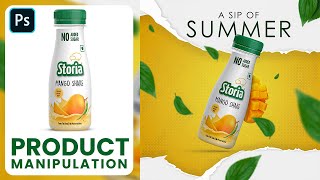 juice poster design in photoshop | mango juice advertising poster design | photoshop tutorial