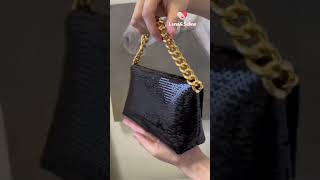 To m Ford Logo Mini Sequin Chain Shoulder Bag TF Black Croc Embossed Leather Bag New  Silk Black