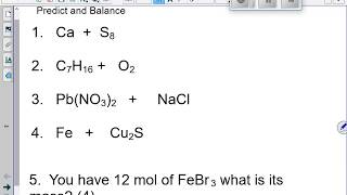 Science 10: Reaction Prediction and Moles