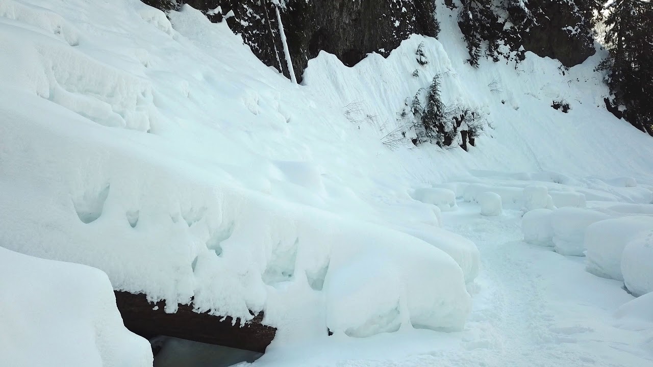 Aerial View for Amazing Alexander Falls at Callaghan Rd Whistler Olympic Park Feb 24,2019