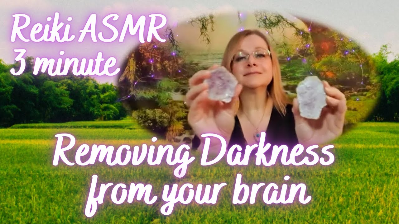 3 minute Reiki ASMR. Removing darkness from your brain. Lepidolite crystal healing
