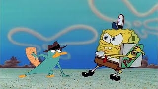 Perry The Platypus Trying To Get A Pizza From SpongeBob