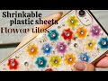 🌹【UVレジン】きらっと美しいプラ板花タイルのスマホケース/A beautiful flower tile phone case made of Shrinkable plastic sheets.