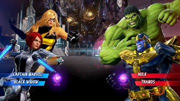 Captain Marvel & Black Widow vs Hulk & Thanos (Very Hard) - Marvel vs Capcom Infinite | 4K UHD