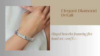 Father's Day Special: Titanium, Sterling Silver 5-Stone .10 Ctw Diamond 11mm Bangle Bracelet, 7.5"⚡