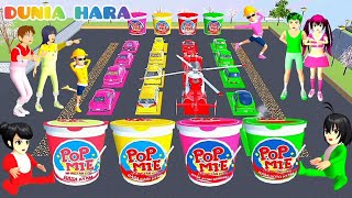 Pop Mie Raksasa Warna Warni 4 Rasa 😱 Yuta Mio kumpulkan Mobil Sesuai Warna Popmie 🍜 Sakura School