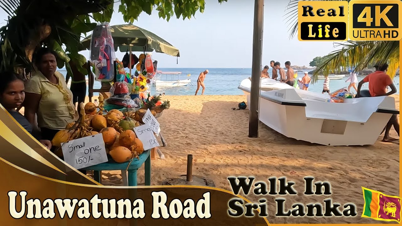Walking to Unawatuna beach of sri lanka From Main Road | 4K video | natural sound