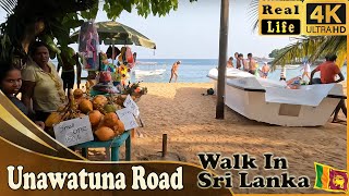 Walking to Unawatuna beach of sri lanka From Main Road | 4K video | natural sound