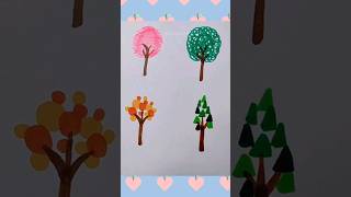 Aprende a dibujar árboles fácil por estaciones #shorts