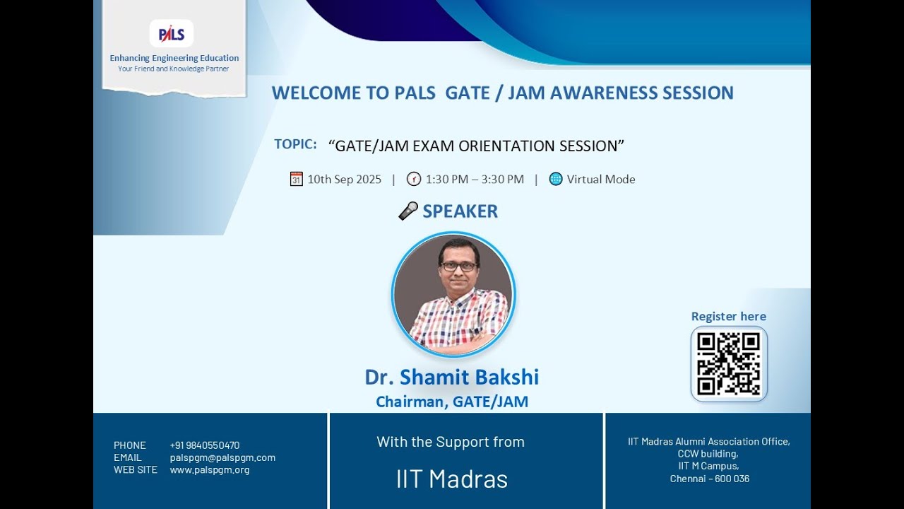 PALS - GATE/JAM EXAM ORIENTATION SESSION - YouTube
