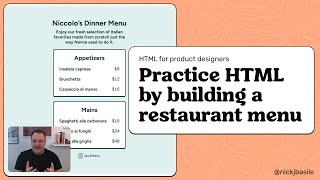 Practice HTML by building a restaurant menu