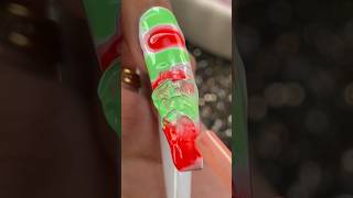 Satisfying Asmr Holiday Nail Art Marble ❤️💚 Candy Cane Inspired Colors With Some Ear Candy #Asmr