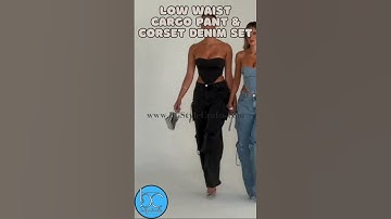Low Waist Cargo Pant & Corset Denim Set