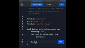 Write a c++ program to check whether given string is an anagram of palindrome.