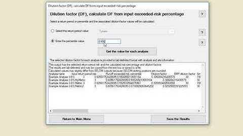 Calculating dilution factors from an input risk percentage by using the Interpret SELDM program