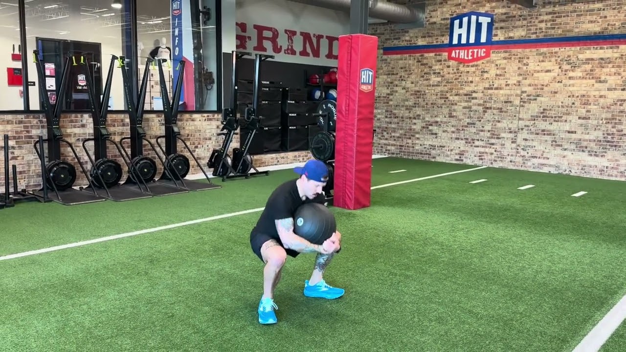 D-Ball Bear Hug Sumo Squats