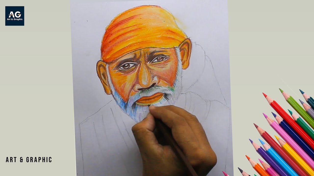 God Sai Baba Drawing || Color pencil Sketch - YouTube