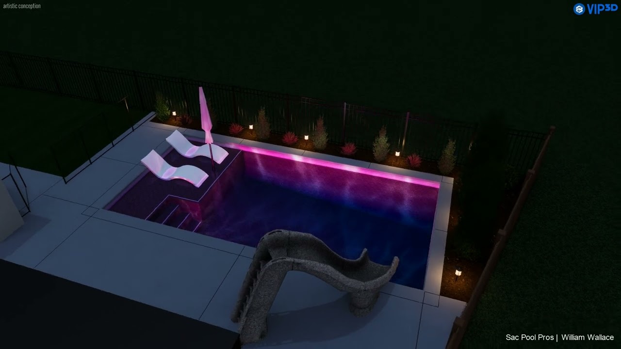 80' Perimeter Linear Pool with S.R. Smith Slide