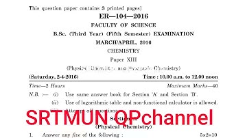 CHEMISTRY Paper XIII B.Sc TY (5th Sem) March /April, ,2016