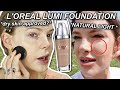 LOREAL LUMI FOUNDATION REVIEW and WEAR TEST *natural light shots, dry skin, outdoor tested*