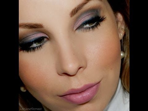 Maquiagem com sombras rosa e azul, por Lu Ferraes