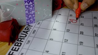 Male Hands Making A Red Heart On The Date February 14 - Valent... Indian Stock Footage Knot9