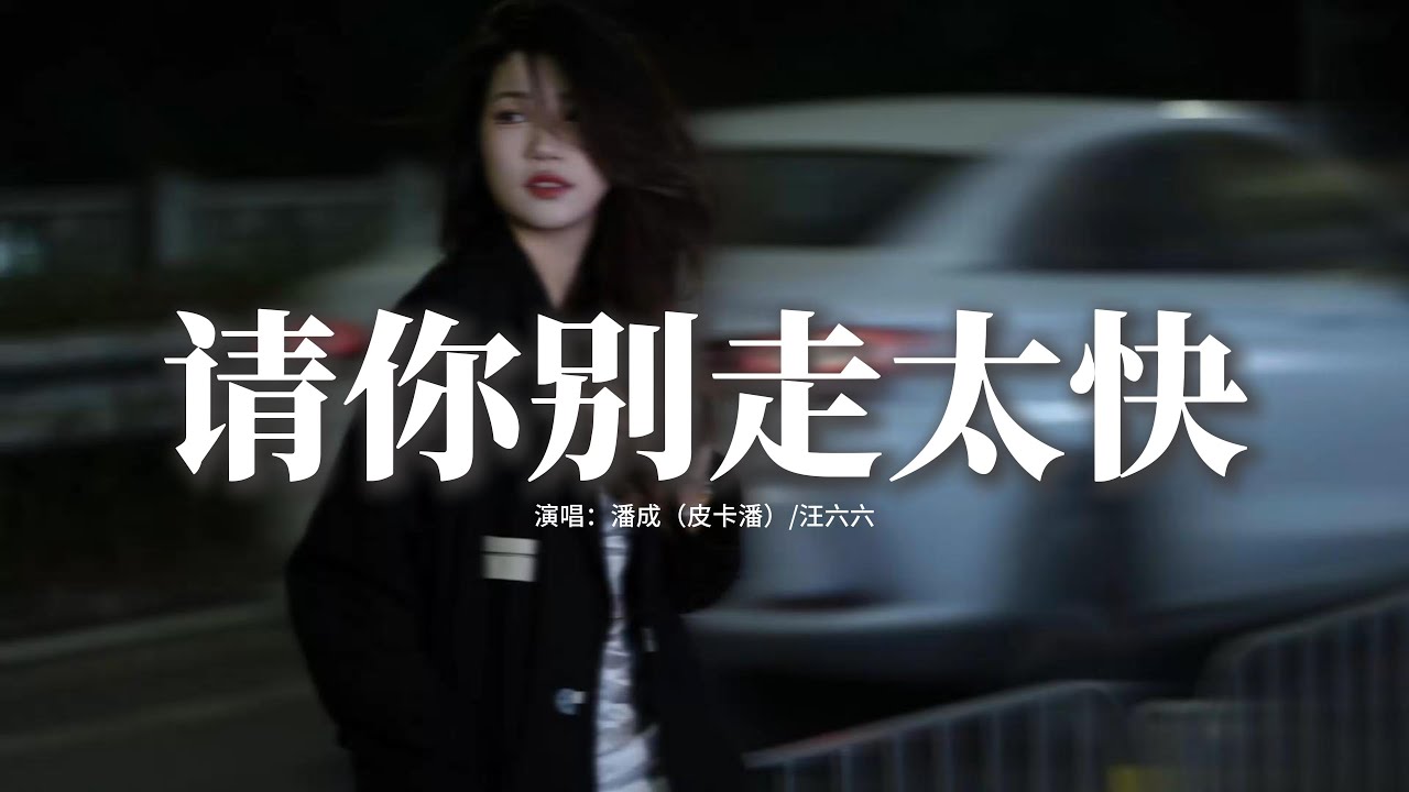 潘成（皮卡潘）/汪六六 - 請你別走太快『My heart move move 跳太快，腦海who who 已空白，你一步步走過來，心都被你收買。』【動態歌詞MV】