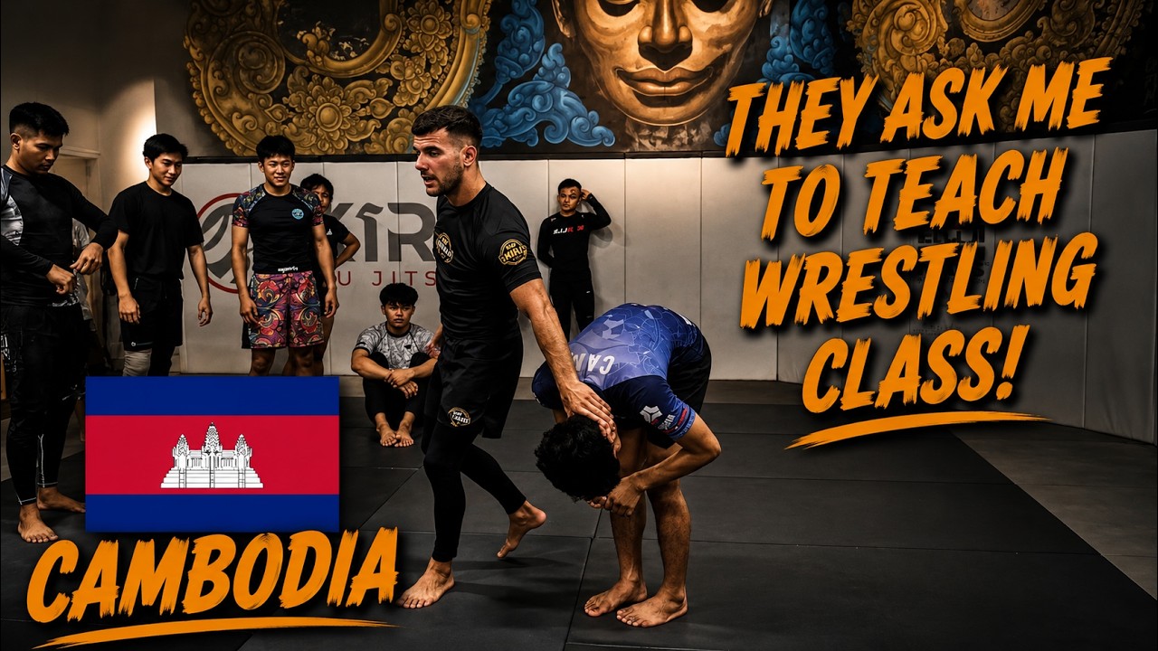 Teaching wrestling in Phnom Penh