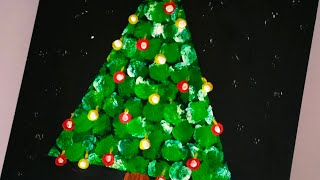 ✨🎄 Best Trick of Christmas Tree painting technique 💫 #art #drawing #shorts #christmas