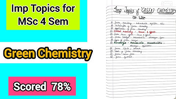 Important Topics of Green Chemistry MSc 4 Sem | Scored 78% @ChemistryChampss