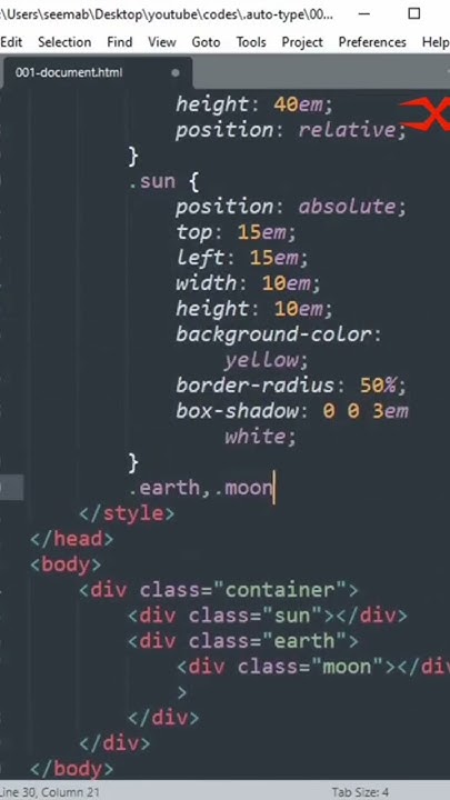 I created 3D solar system using HTML and CSS || made Sun๐, Moon ๐ and ...
