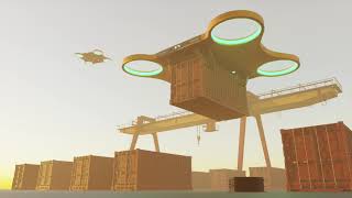 Sci-fi cargo drone concept rigging and animation test