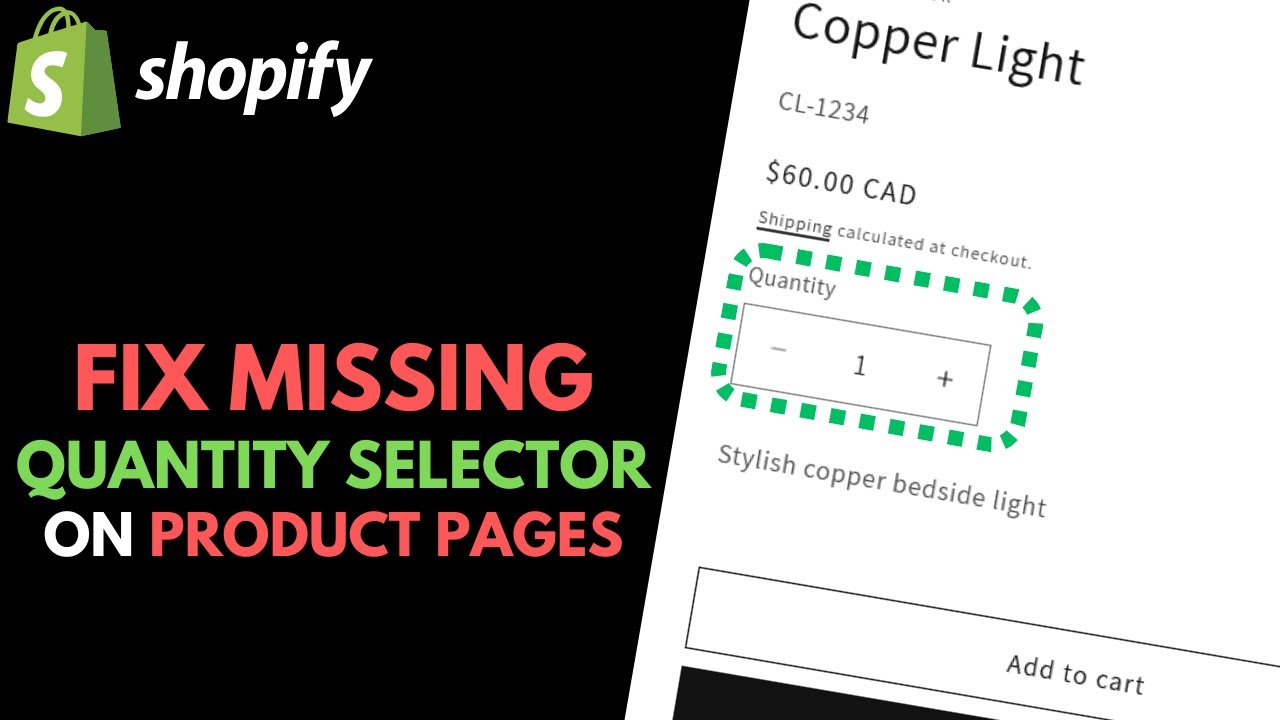 Shopify: How to Fix Missing Quantity Selector on Product Pages - YouTube