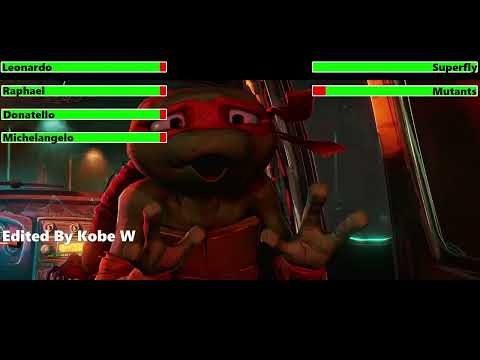 Teenage Mutant Ninja Turtles: Mutant Mayhem (2023) Car Chase with healthbars