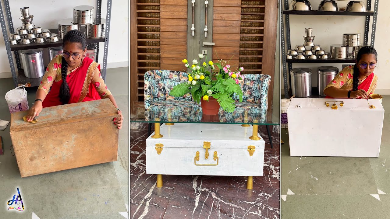 Cleaning and Refinishing an Antique Trunk Transformed Into Coffee