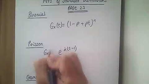 PGF of Standard Distributions ALL