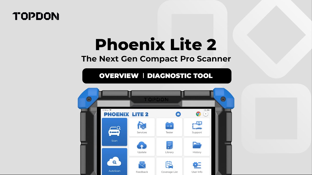 Topdon Phoenix Lite 2 BT Elite Car OBD2 Scanner Diagnostic Tool Key Coding  TPMS