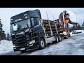 Met een Scania R730 V8 Timber Truck volle pijp door de sneeuw in Noorwegen, WAUW!