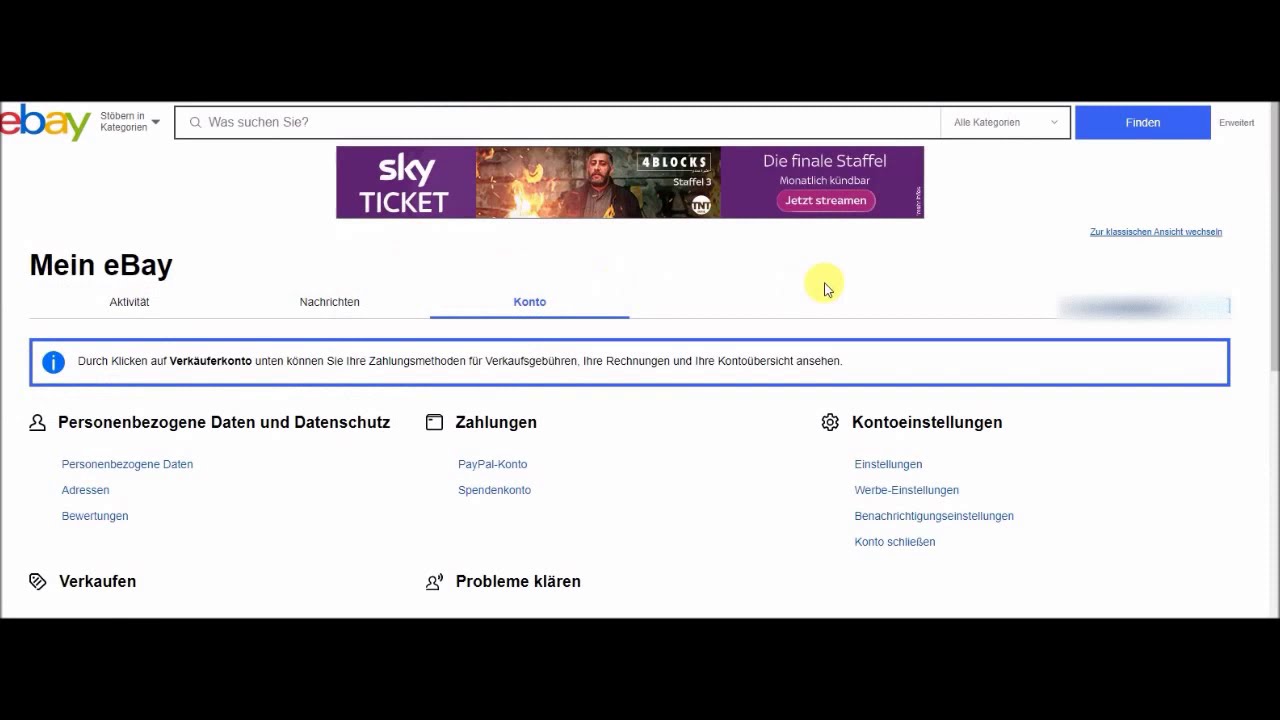 Anleitung: Bankkonto bei eBay ändern für Überweisungen von Käufern